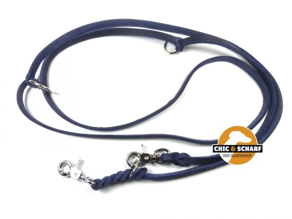 Fettlederleine 2,4 m x 10 mm Marineblau mit Scherenkarabiner